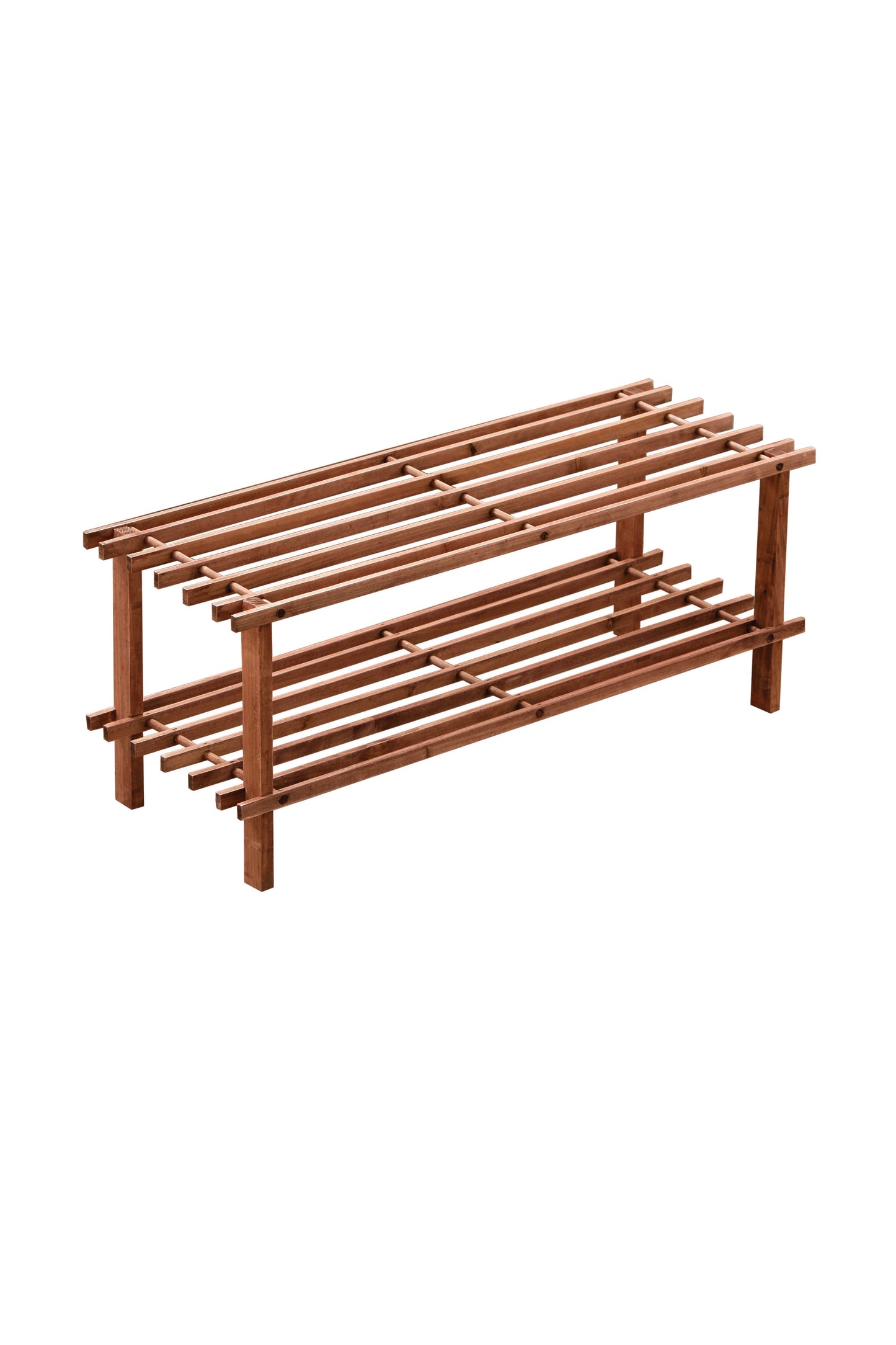 Parker Dark Cedar Wood 2 Tier Shoe Rack