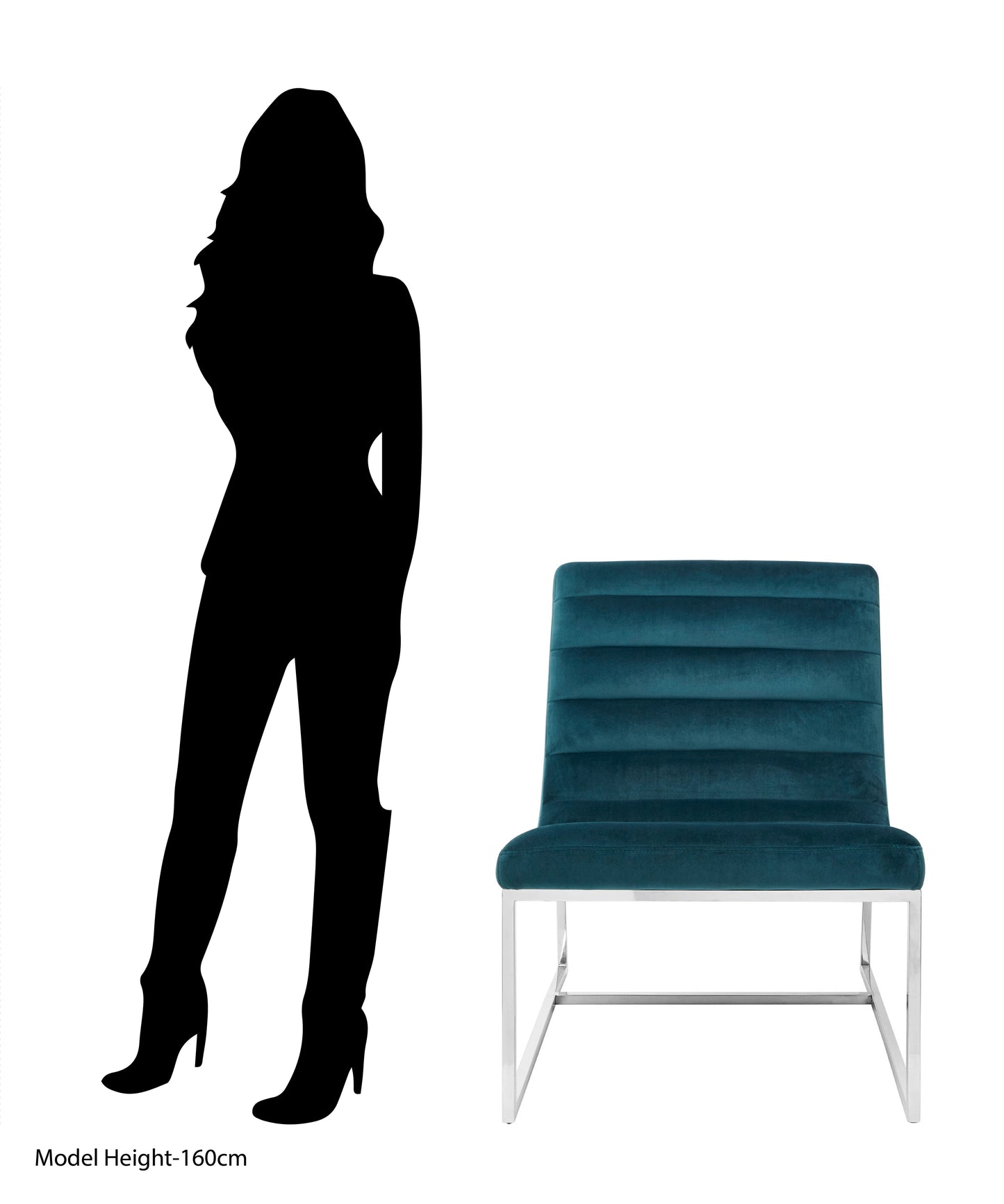 Vogue Teal Velvet Curved Cocktail Chair