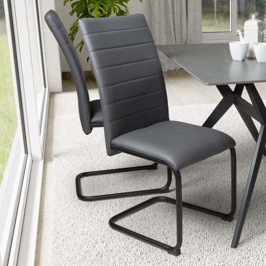 Carlisle Leather Effect Grey Dining Chair