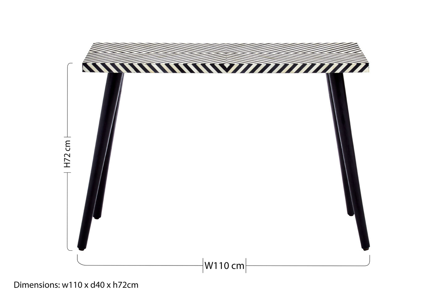 Boho Black and White Wooden Console Table