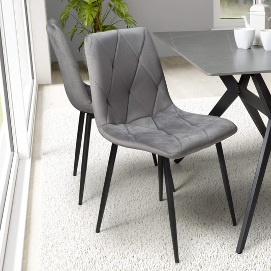 Vernon Brushed Velvet Grey Dining Chair