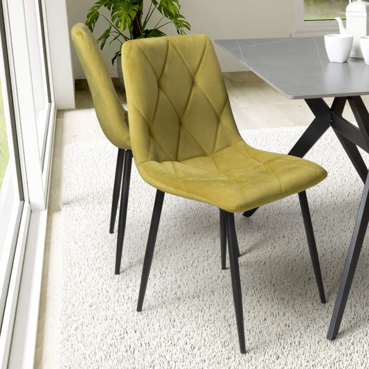 Vernon Brushed Velvet Mustard Dining Chair