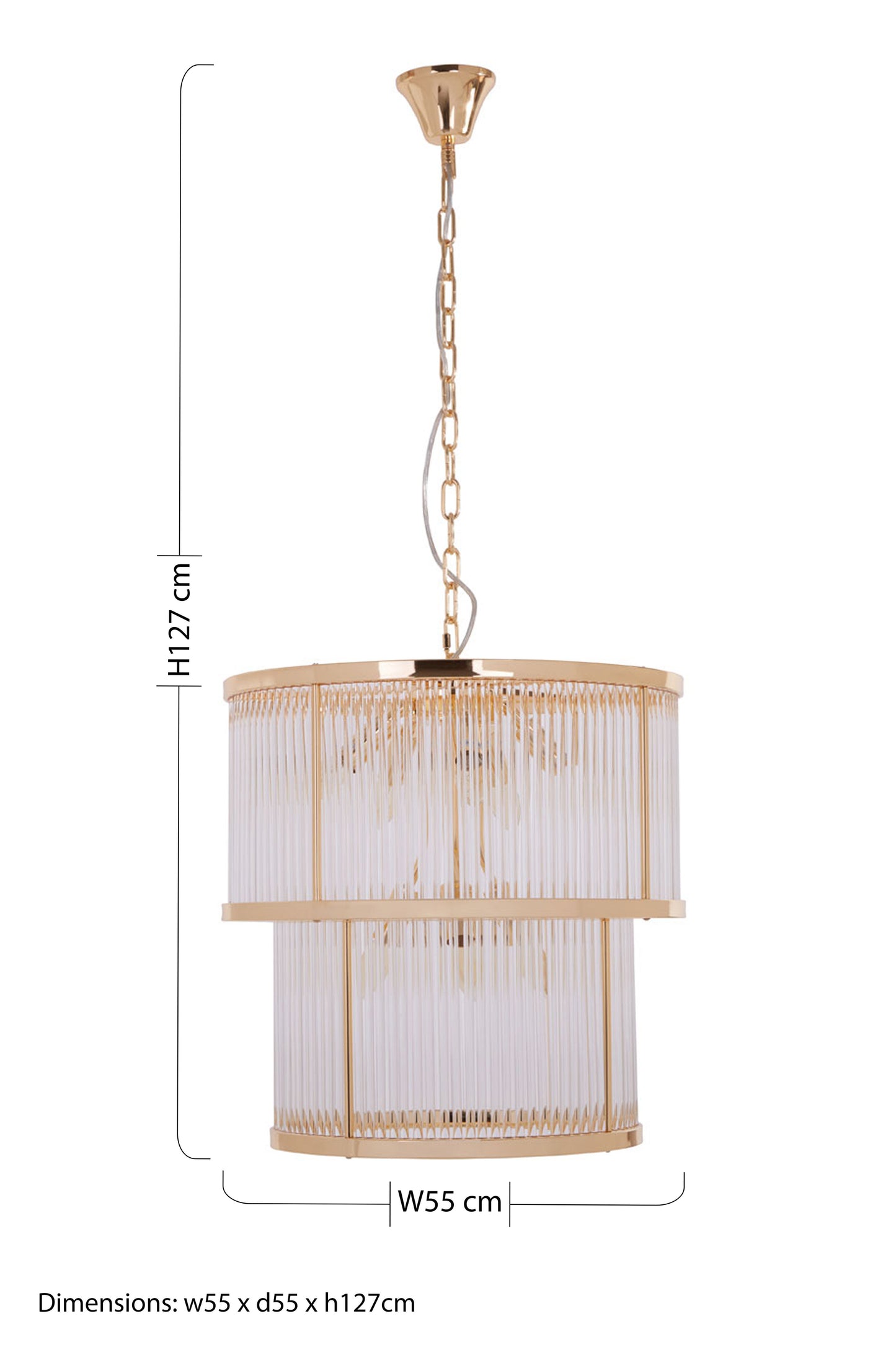 Salasco 2 Tier Gold Finish Glass Chandelier