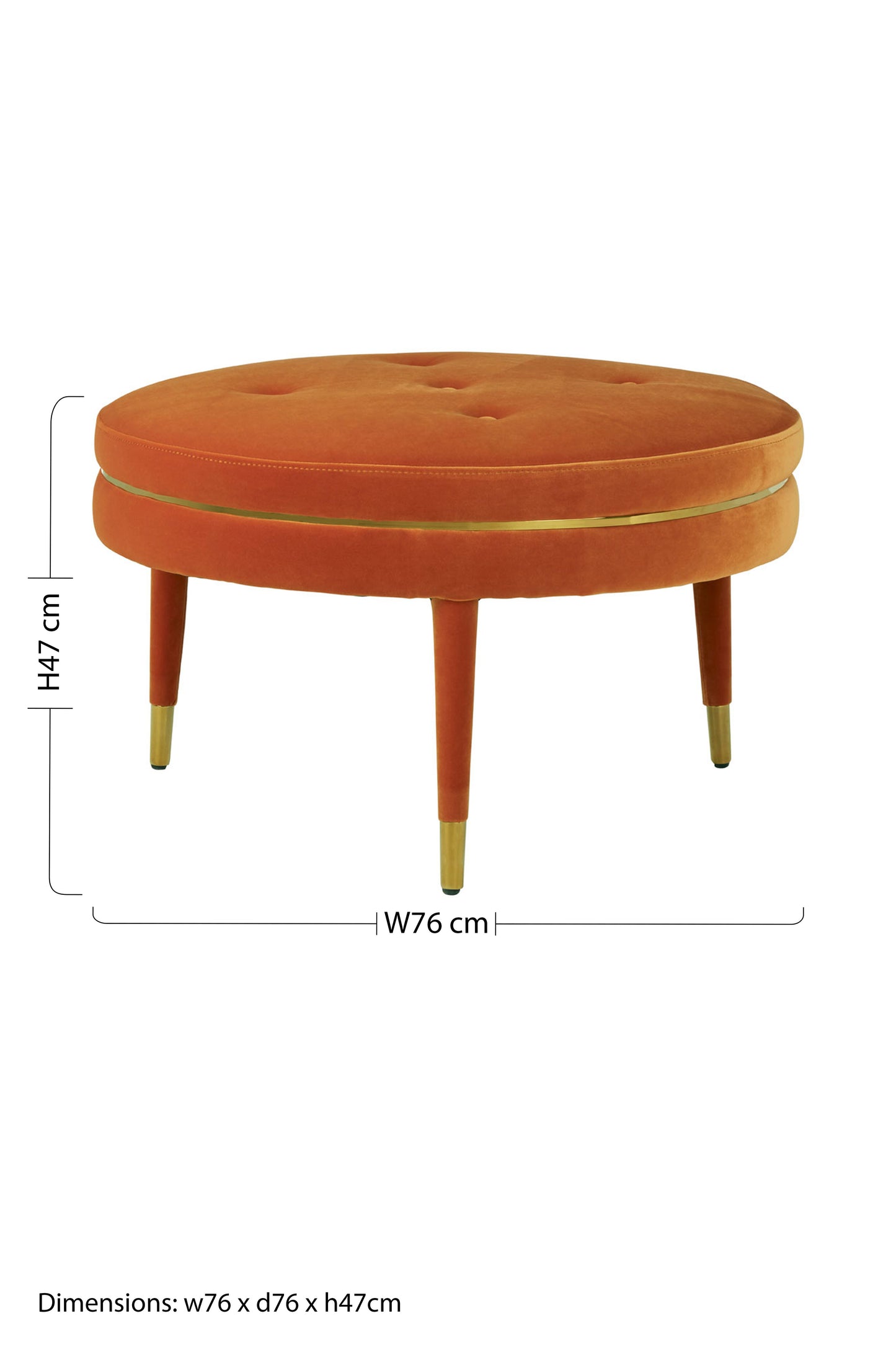 Manhattan Orange Velvet Footstool