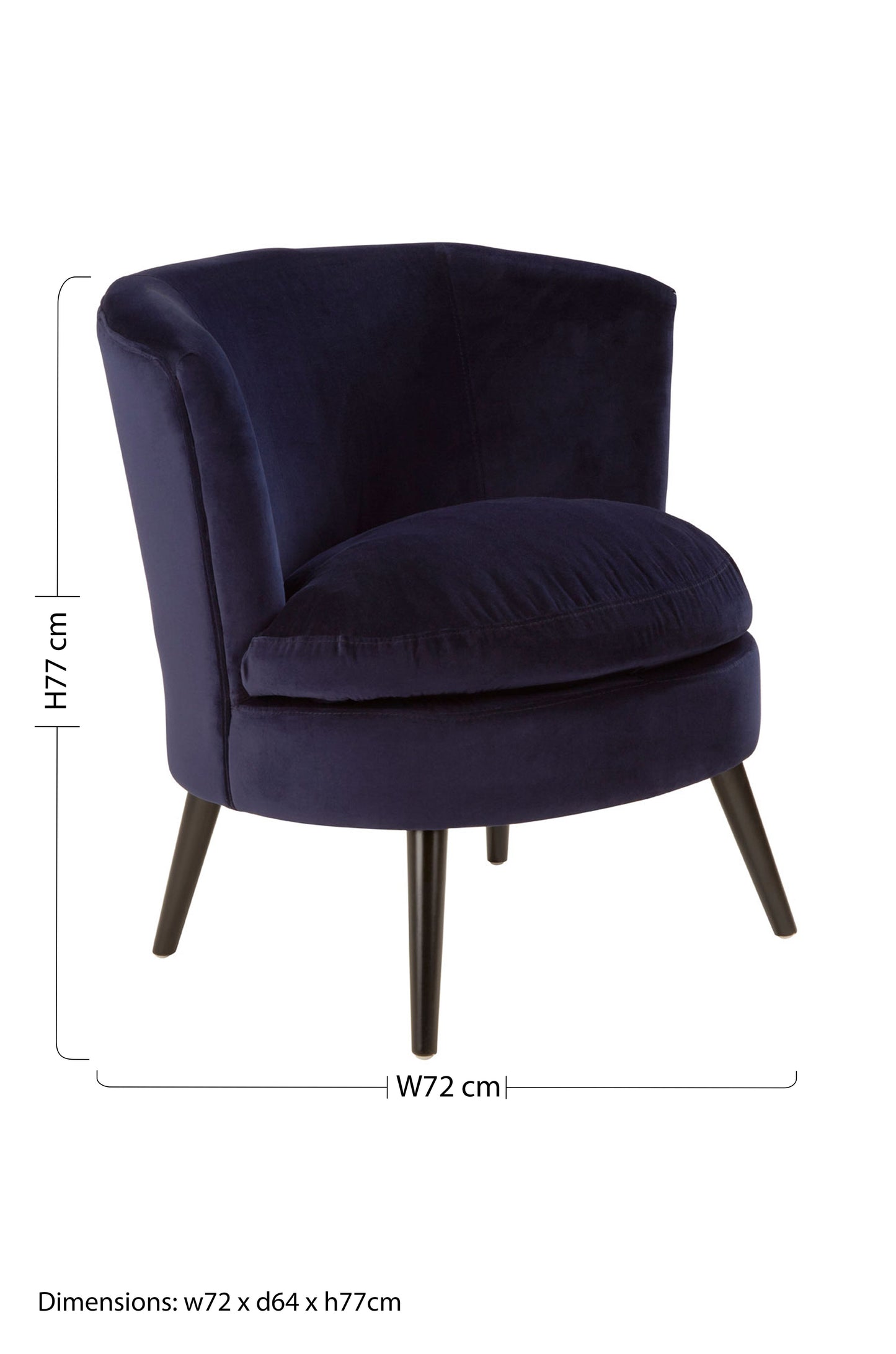 Plush Midnight Blue Velvet Round Accent Chair