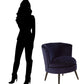 Plush Midnight Blue Velvet Round Accent Chair