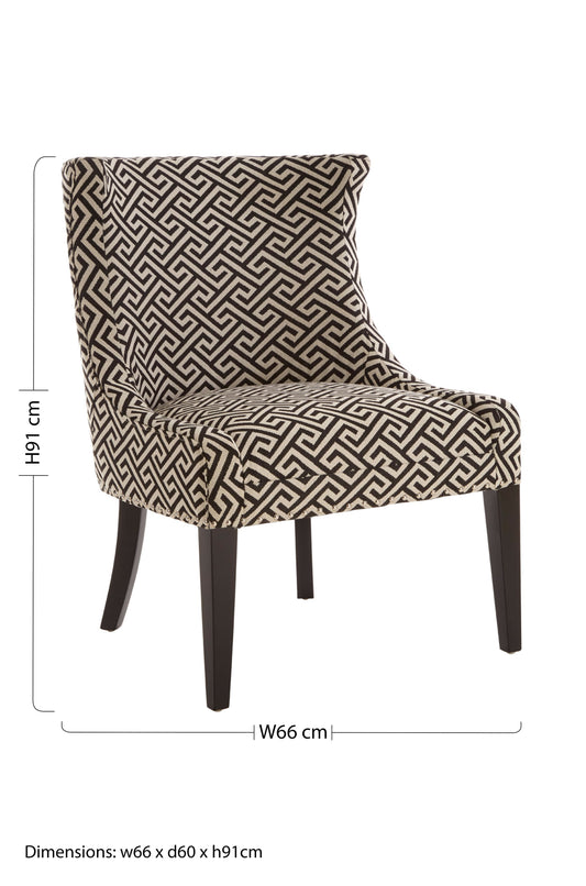 Regents Park Greek Key Design Wingback Lounge Chair