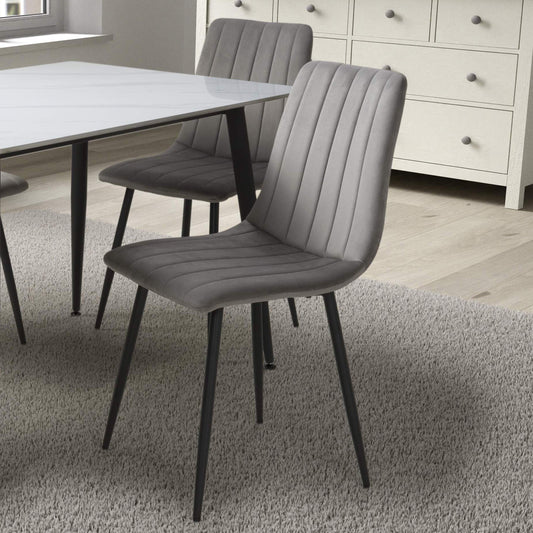 Lisbon Brushed Velvet Grey Dining Chair