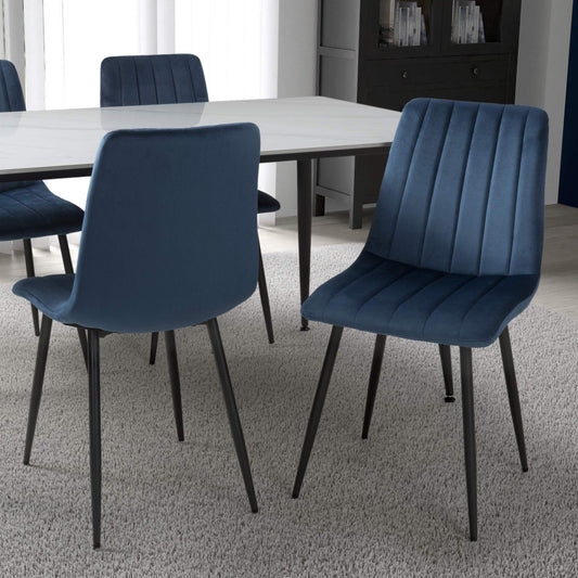 Lisbon Brushed Velvet Blue Dining Chair