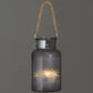 Frosted Glass Lantern with Rope Detail and Interior LED