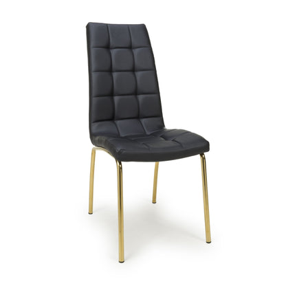 Jenner Leather Effect Black/Gold Dining Chair