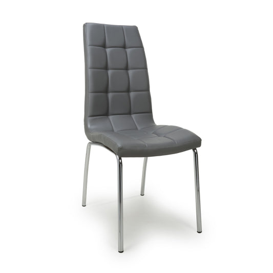 Jenner Leather Effect Grey/Chrome Dining Chair