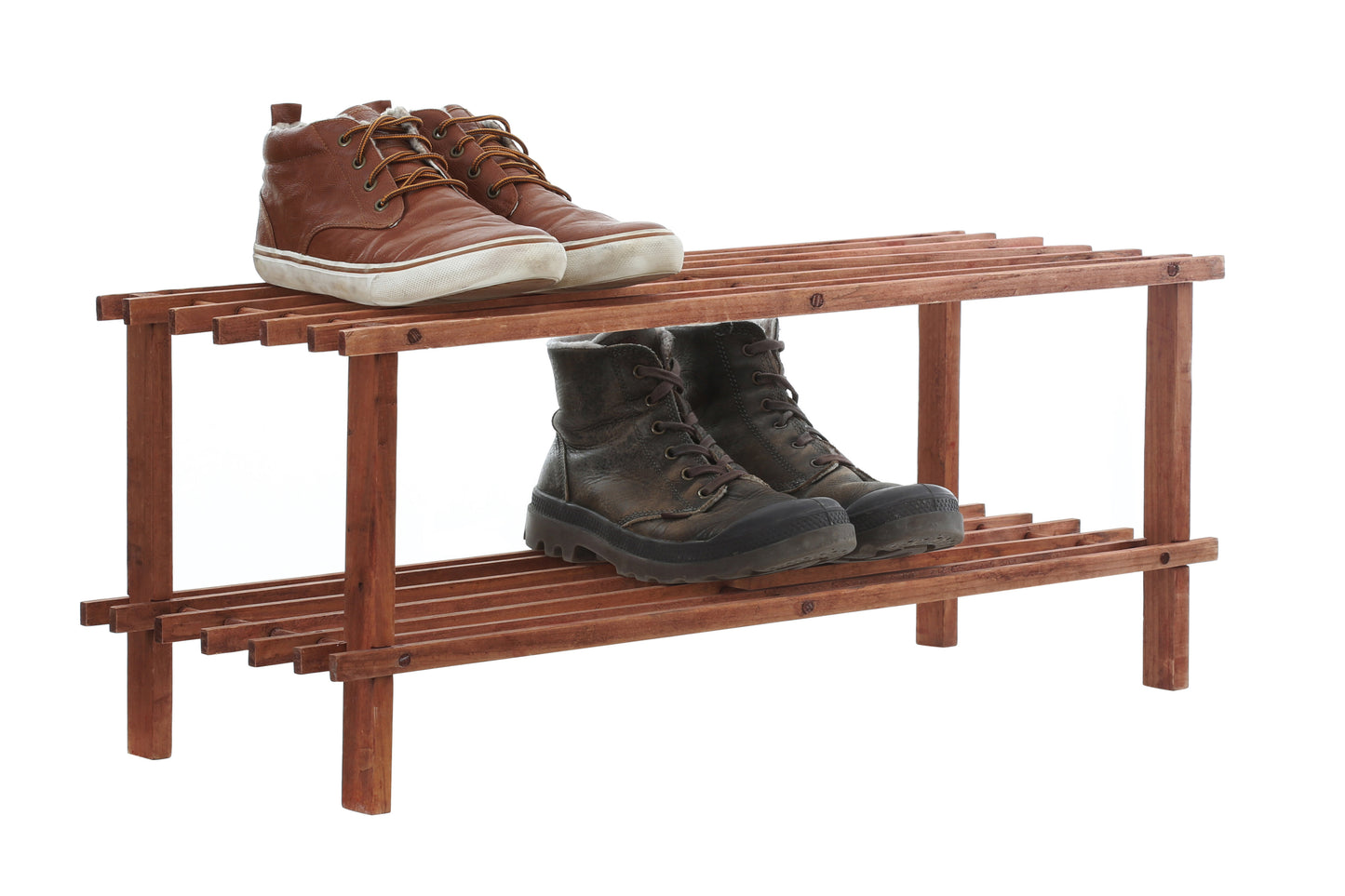 Parker Dark Cedar Wood 2 Tier Shoe Rack