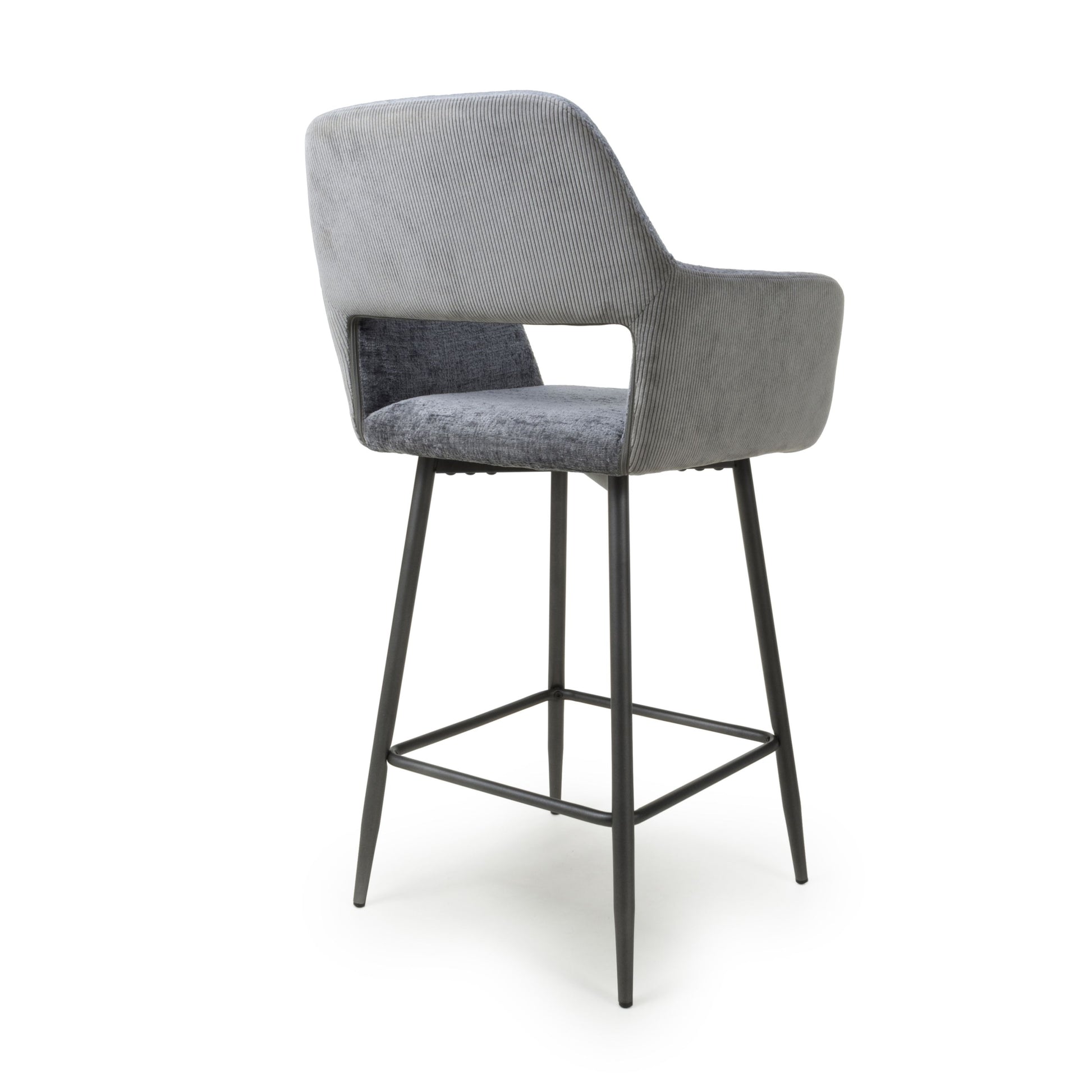 Sorento Chenille Corduroy Blue/Grey Bar Chair