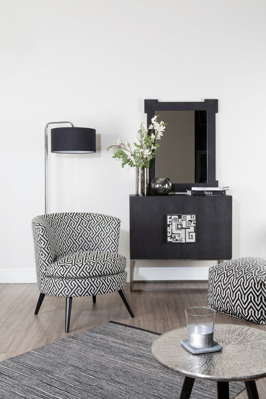 Regent Park Black And Beige Greek Key Round Armchair