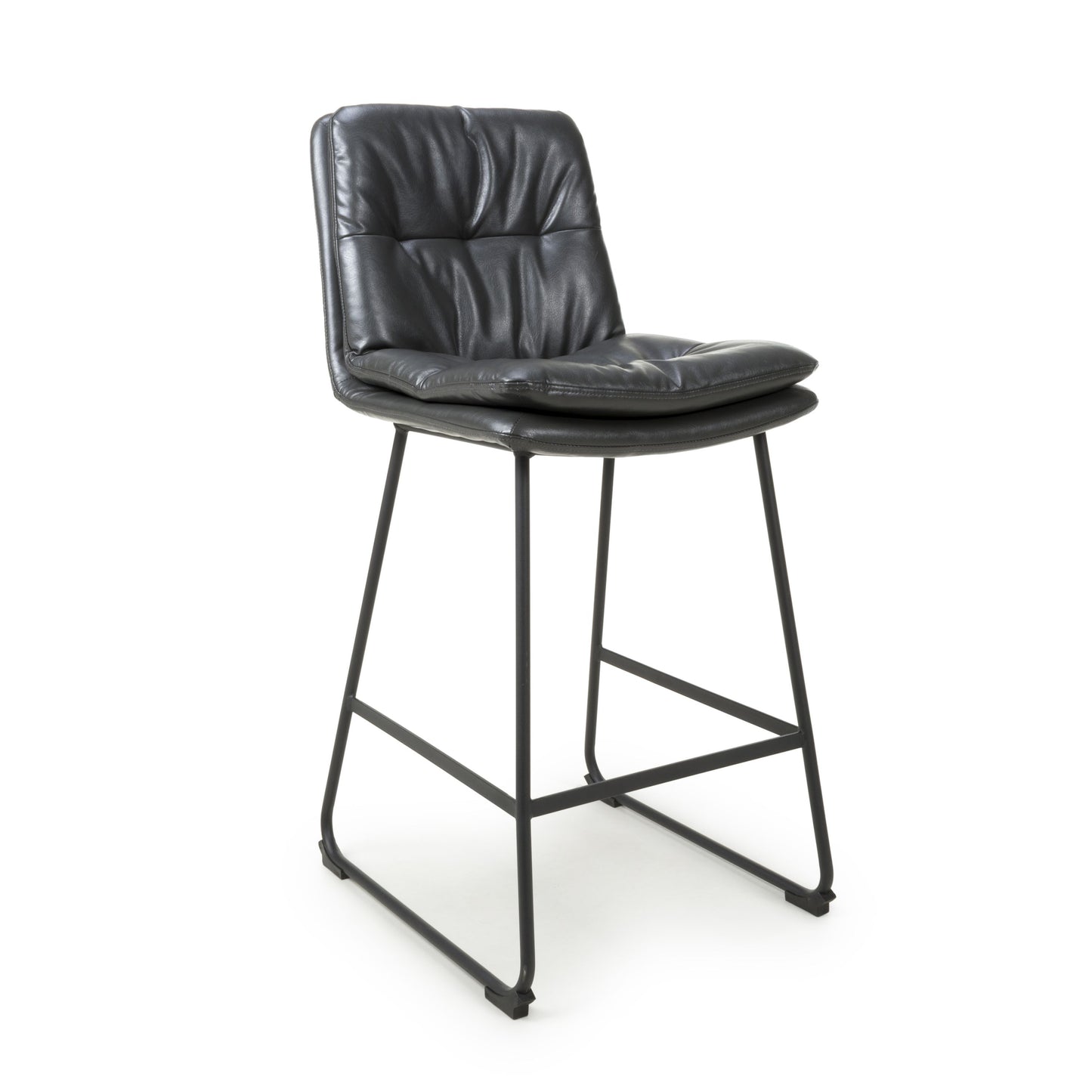 Argyle Leather Effect Dark Grey Bar Chair