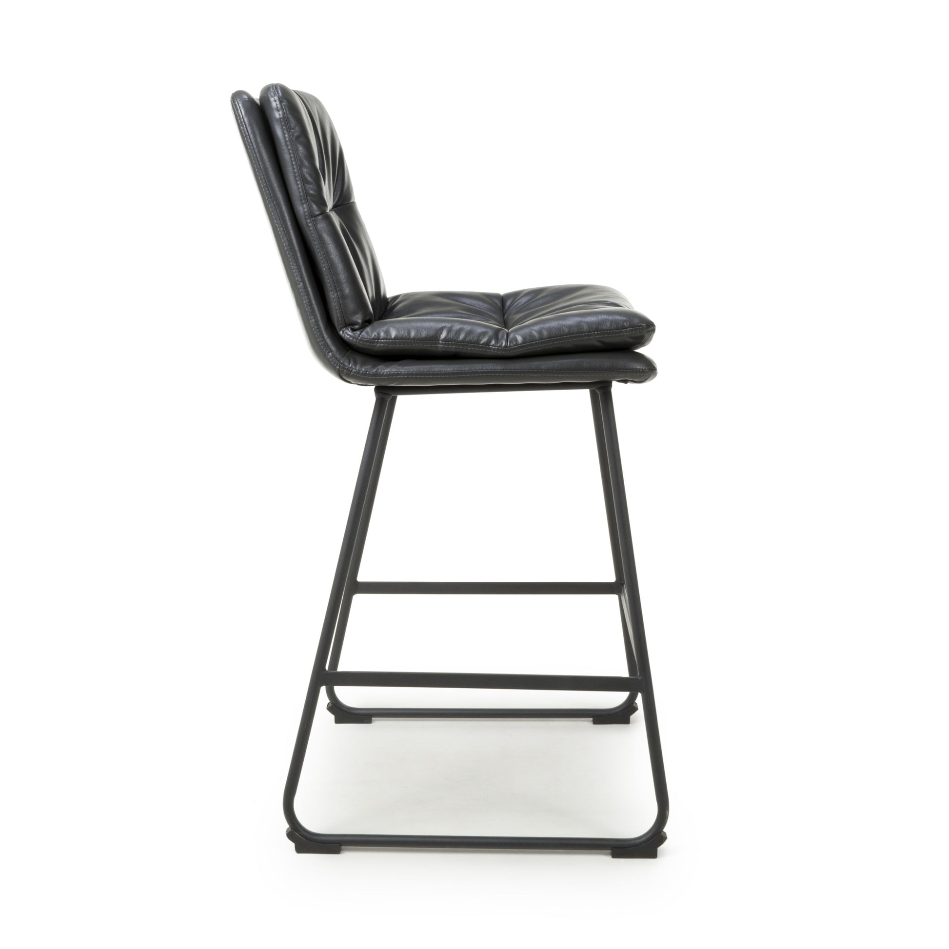 Argyle Leather Effect Dark Grey Bar Chair