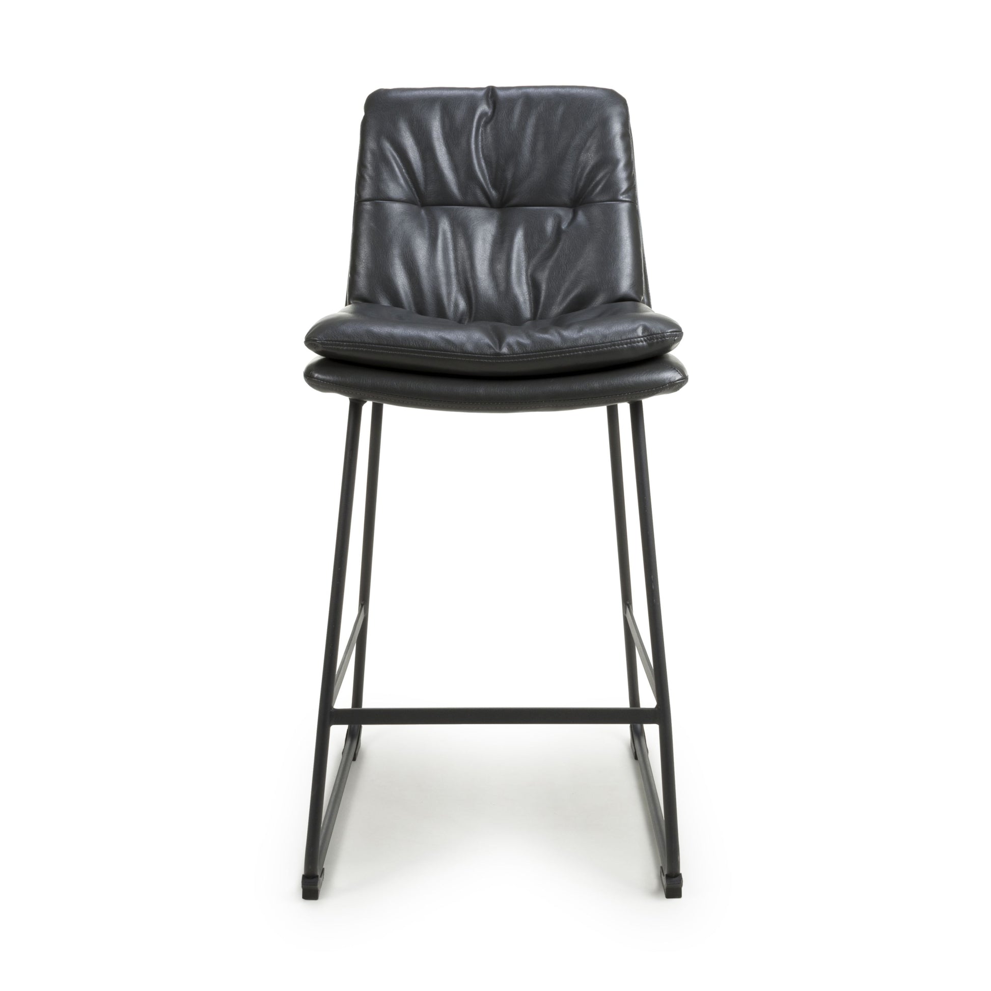 Argyle Leather Effect Dark Grey Bar Chair