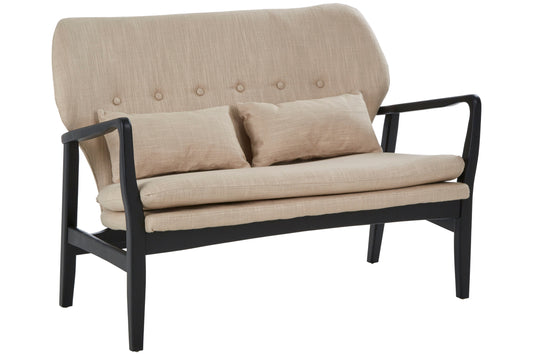 Stockholm 2 Seat Beige Sofa With Black Wood Frame