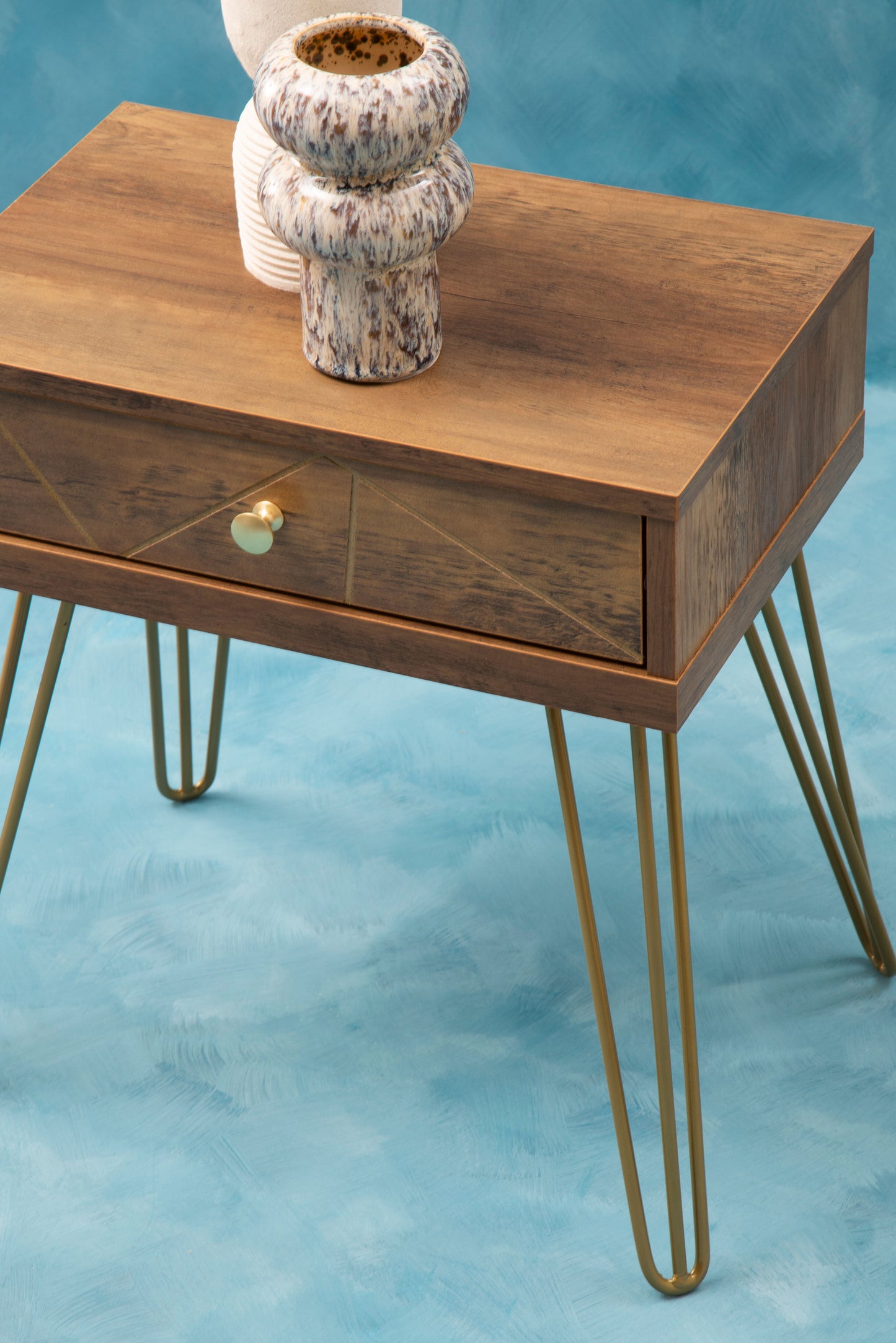 Flori 1 Drawer Draw Side Table with Hairpin Legs