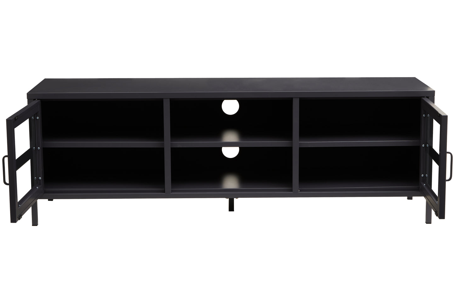 Acier Two Door Black Metal Media Unit