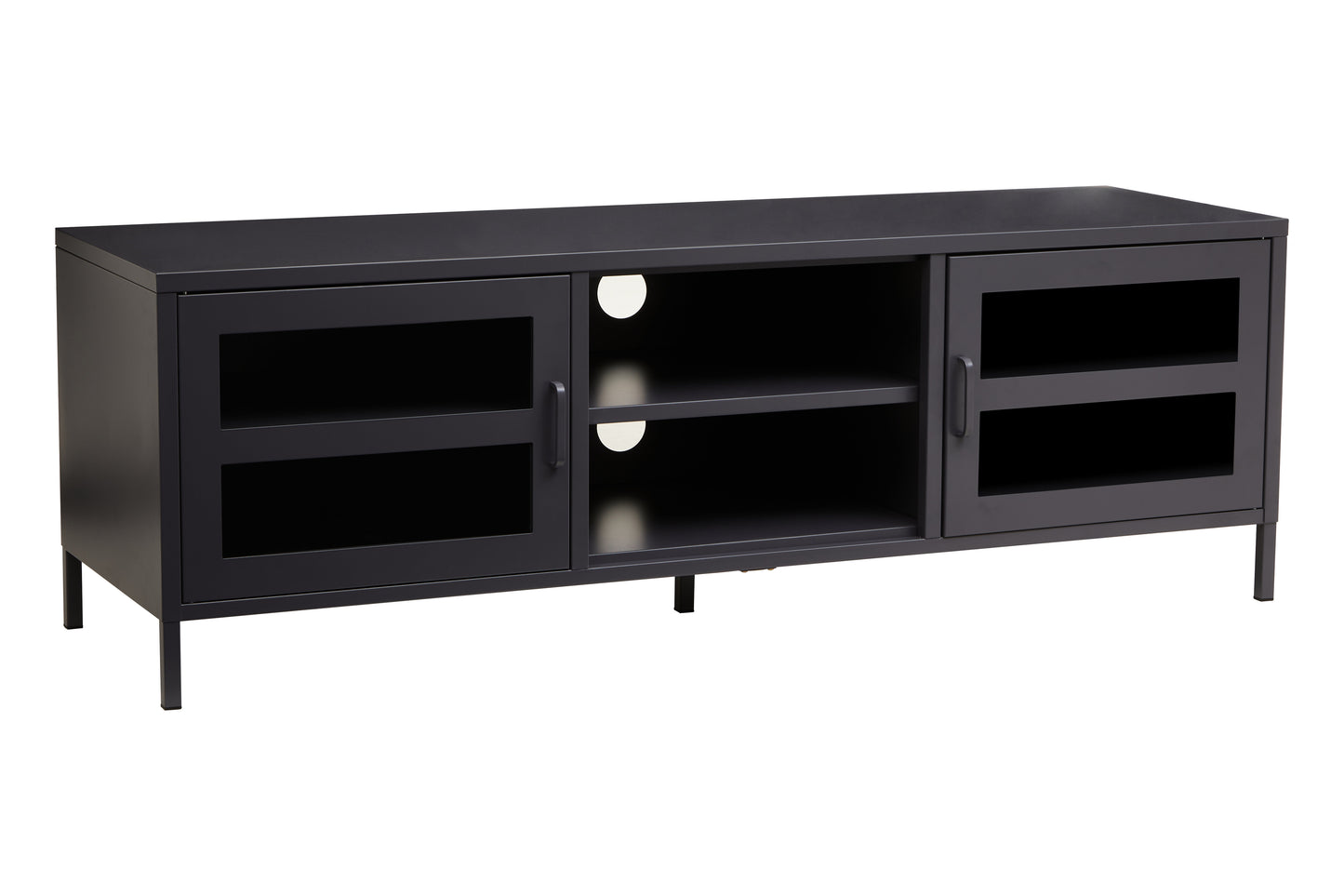 Acier Two Door Black Metal Media Unit