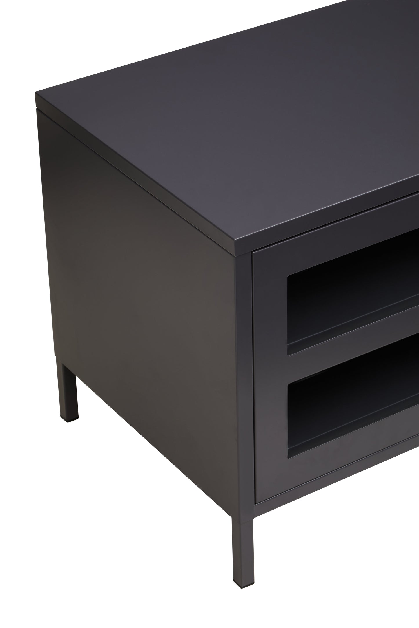 Acier Two Door Black Metal Media Unit