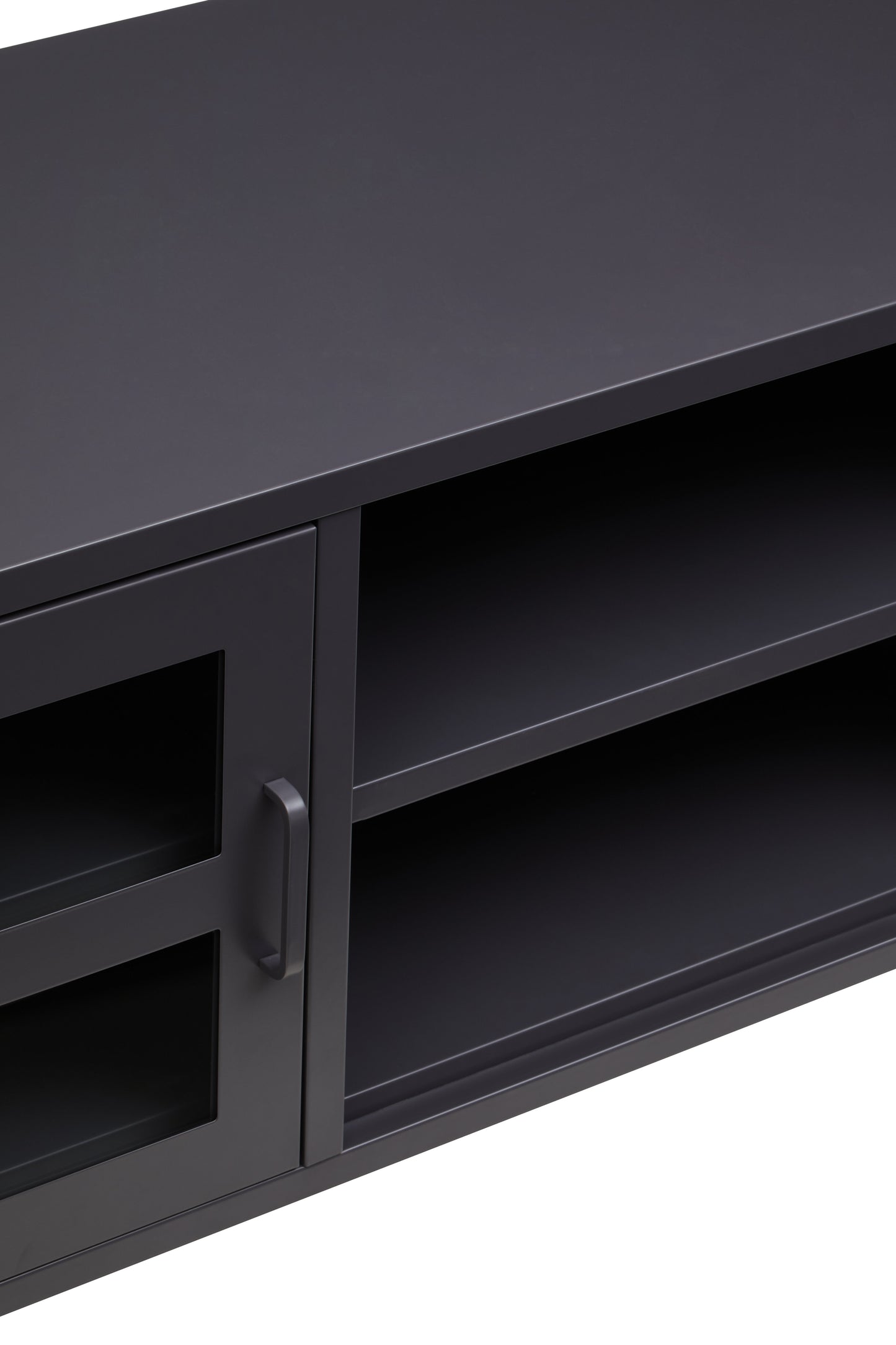 Acier Two Door Black Metal Media Unit