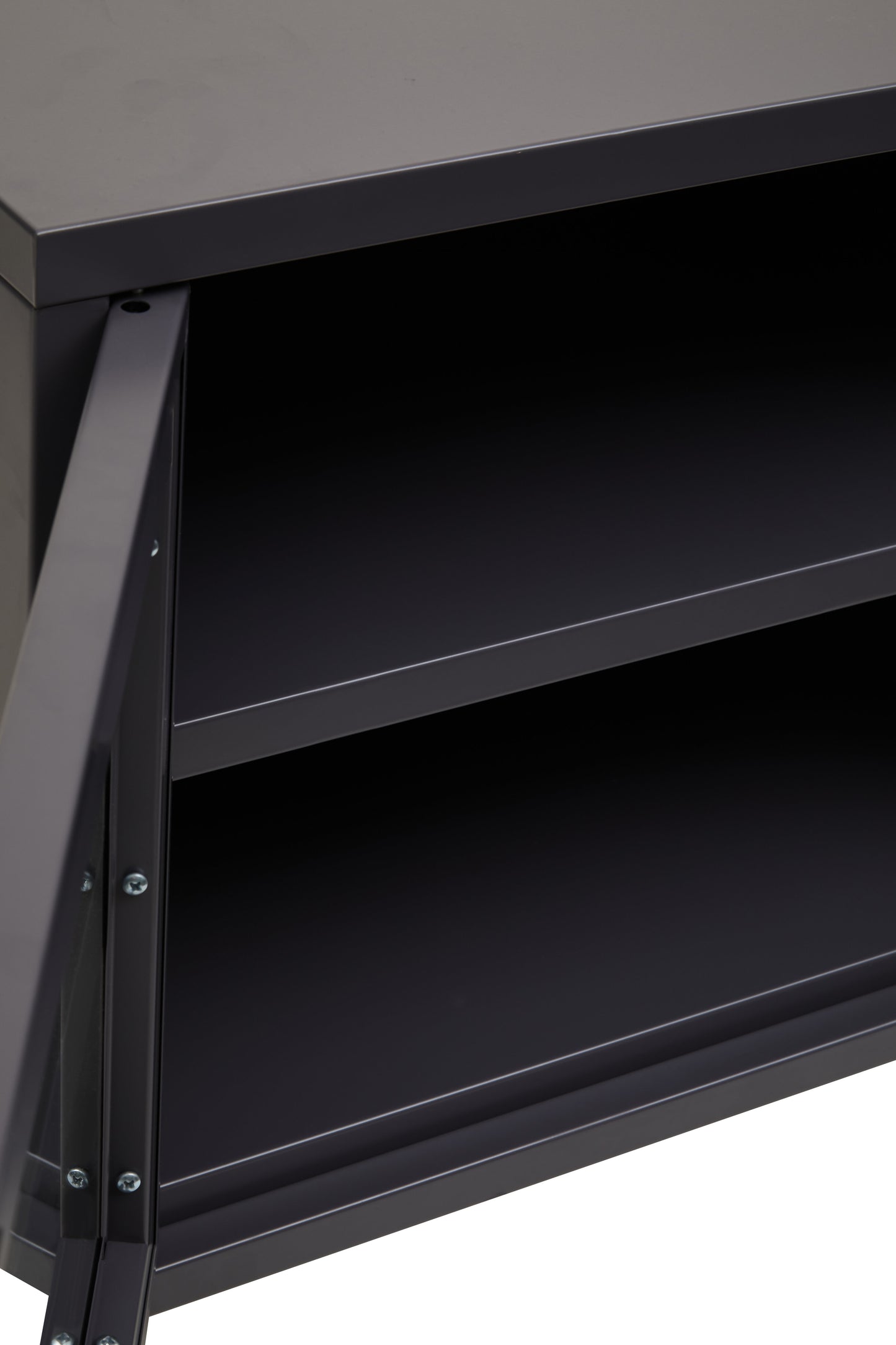 Acier Two Door Black Metal Media Unit