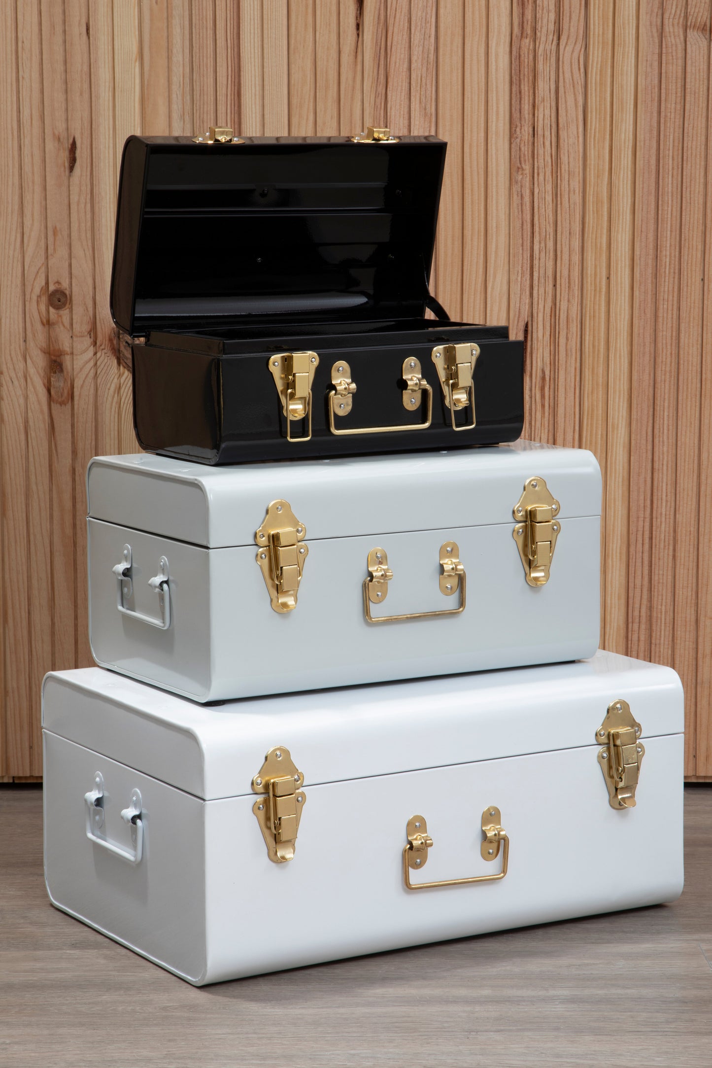 Parley Set Of Three Monochrome Storage Trunks