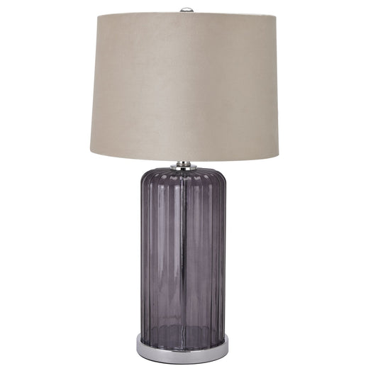 Hill Interiors Alberta Metallic Glass Lamp With Velvet Shade