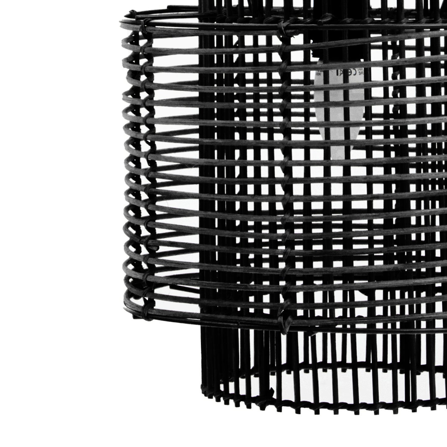 Jaya Black Rattan Overlapping Pendant Lamp