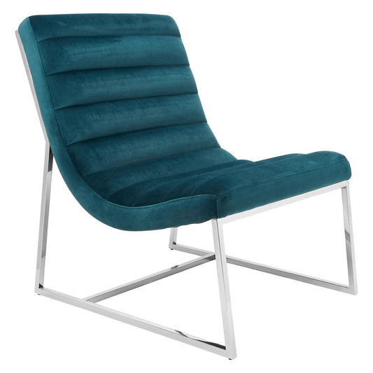 Vogue Teal Velvet Curved Cocktail Chair