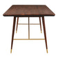 Kenso Walnut Wood And Brass Finish Dining Table