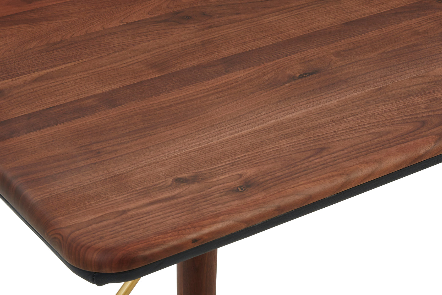 Kenso Walnut Wood And Brass Finish Dining Table