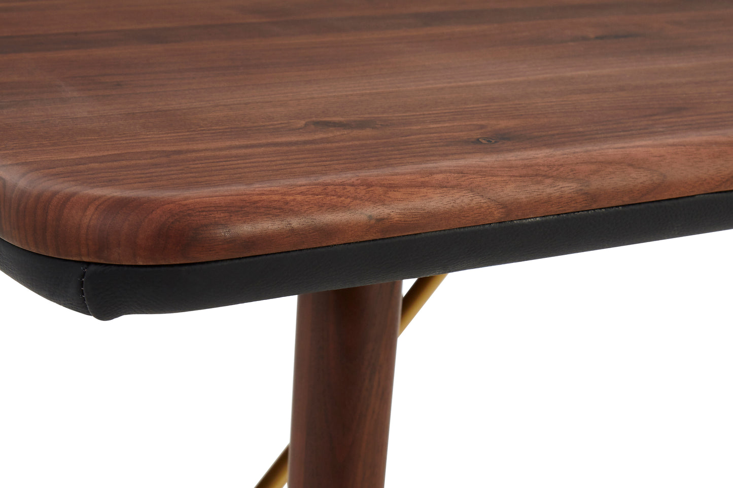 Kenso Walnut Wood And Brass Finish Dining Table