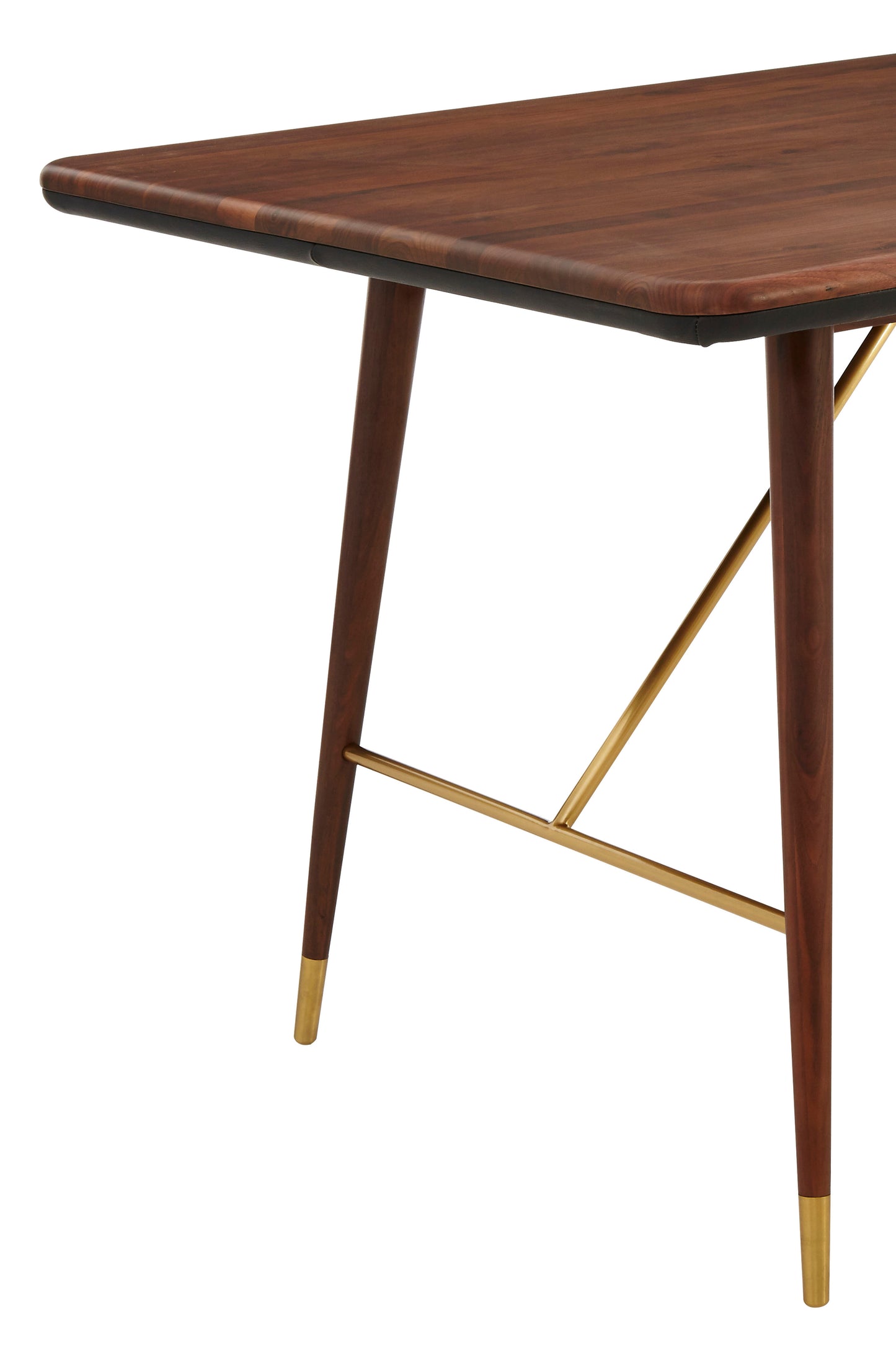 Kenso Walnut Wood And Brass Finish Dining Table