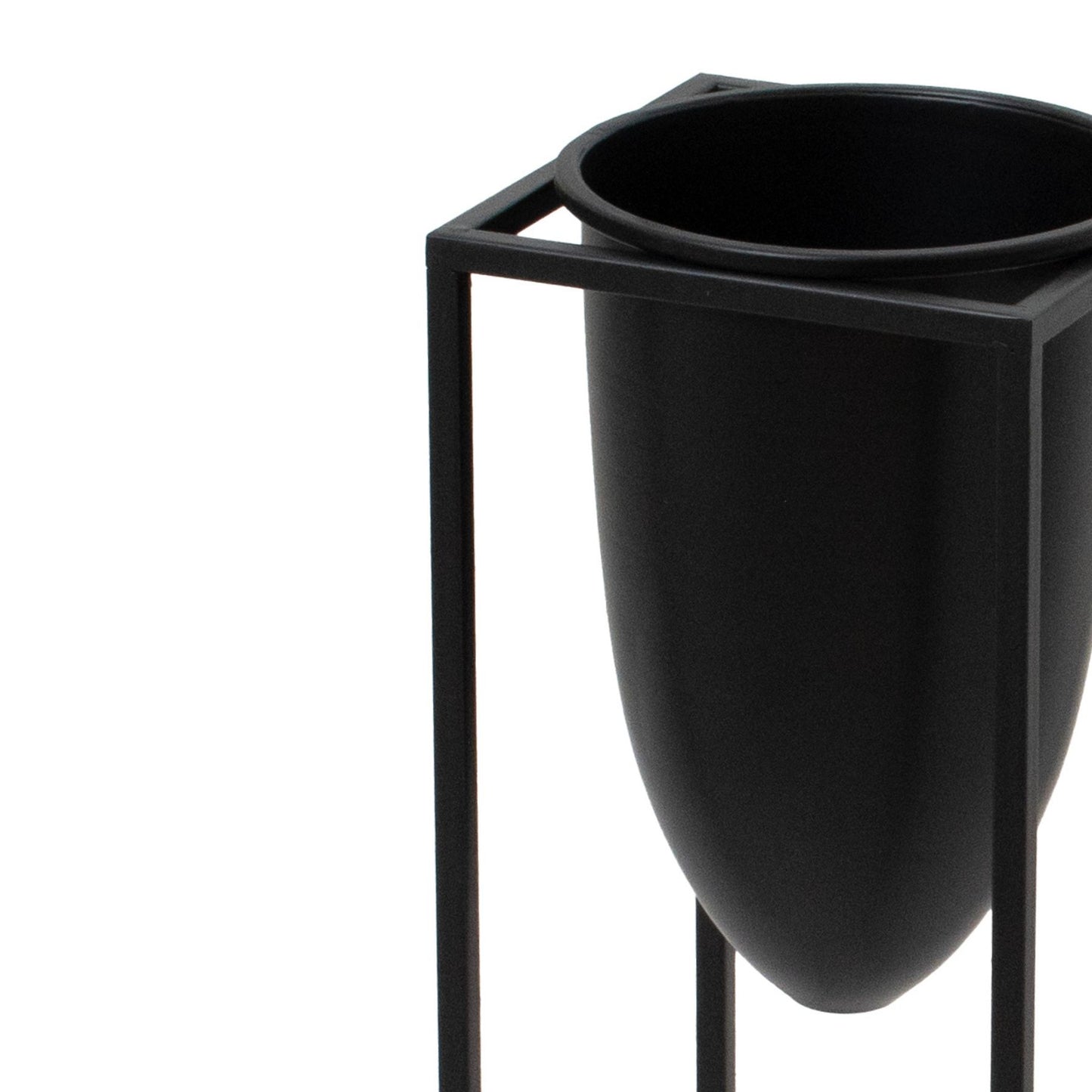 Hill Interiors Matt Black Bullet Planter On Black Frame