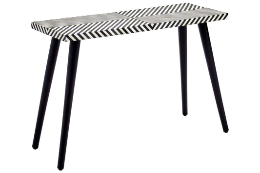 Boho Black and White Wooden Console Table