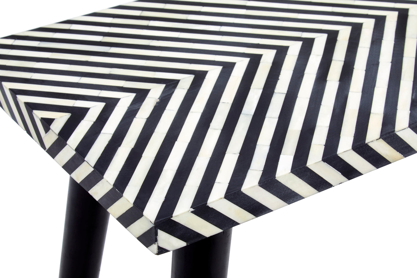 Boho Black and White Wooden Console Table