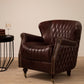 Victor Coffee Leather Winged Armchair