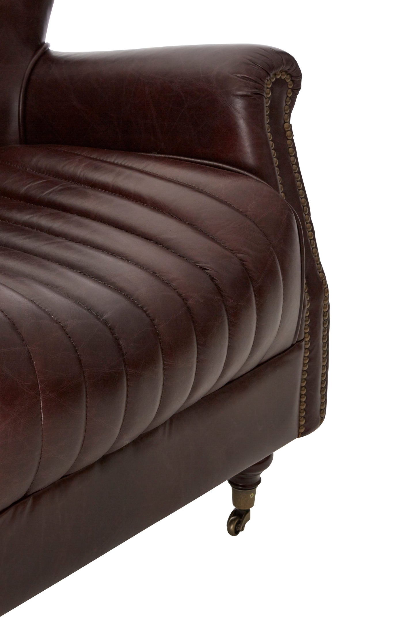 Victor Coffee Leather Winged Armchair