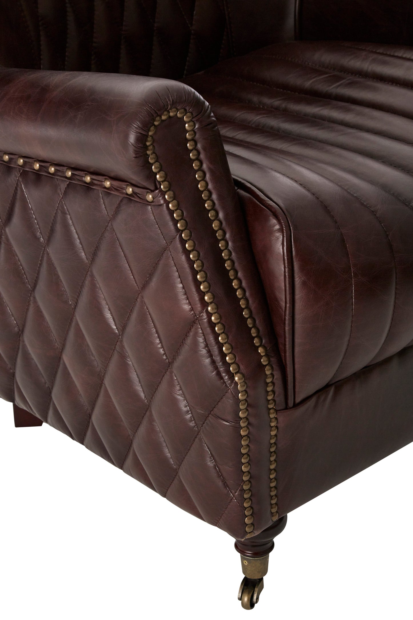 Victor Coffee Leather Winged Armchair