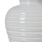 White Ceramic Pot Lamp With Linen Shade