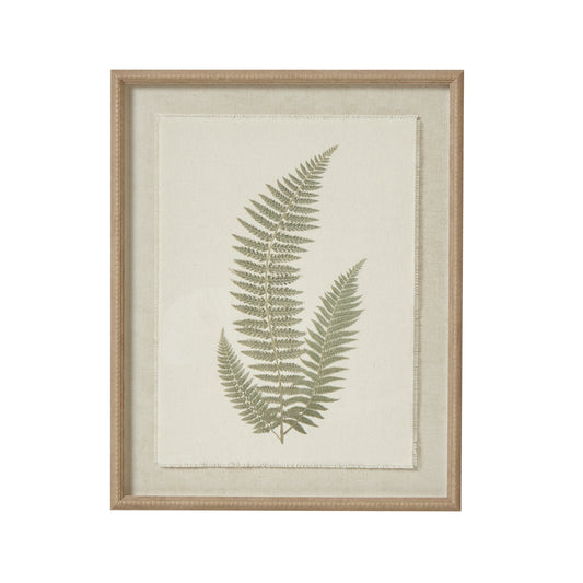 Fern Art On Texture-Torn Paper With Beaded Frame