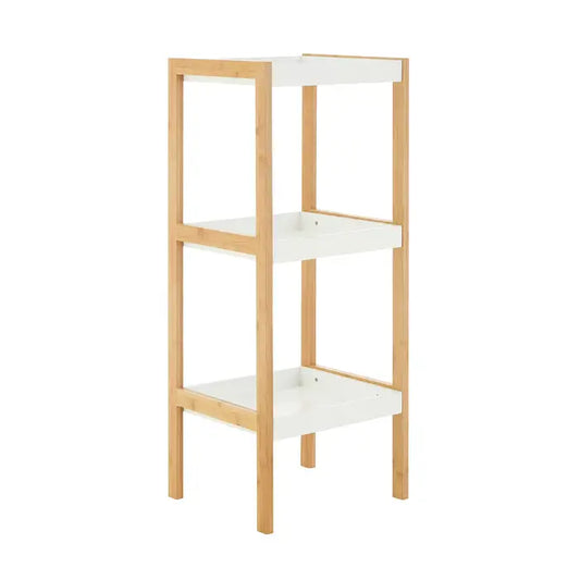 NOSTRA THREE TIERED WHITE AND NATURAL SHELF UNIT