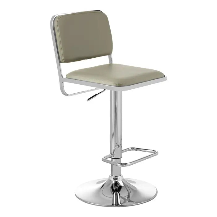 Stockholm Light Grey Seat And Chrome Base Bar Stool