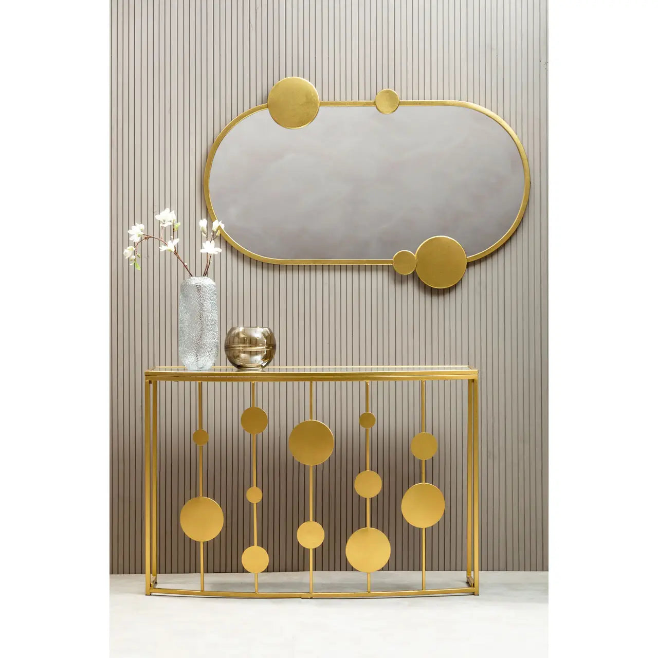 Farran Gold Finish Console Table With Mirror