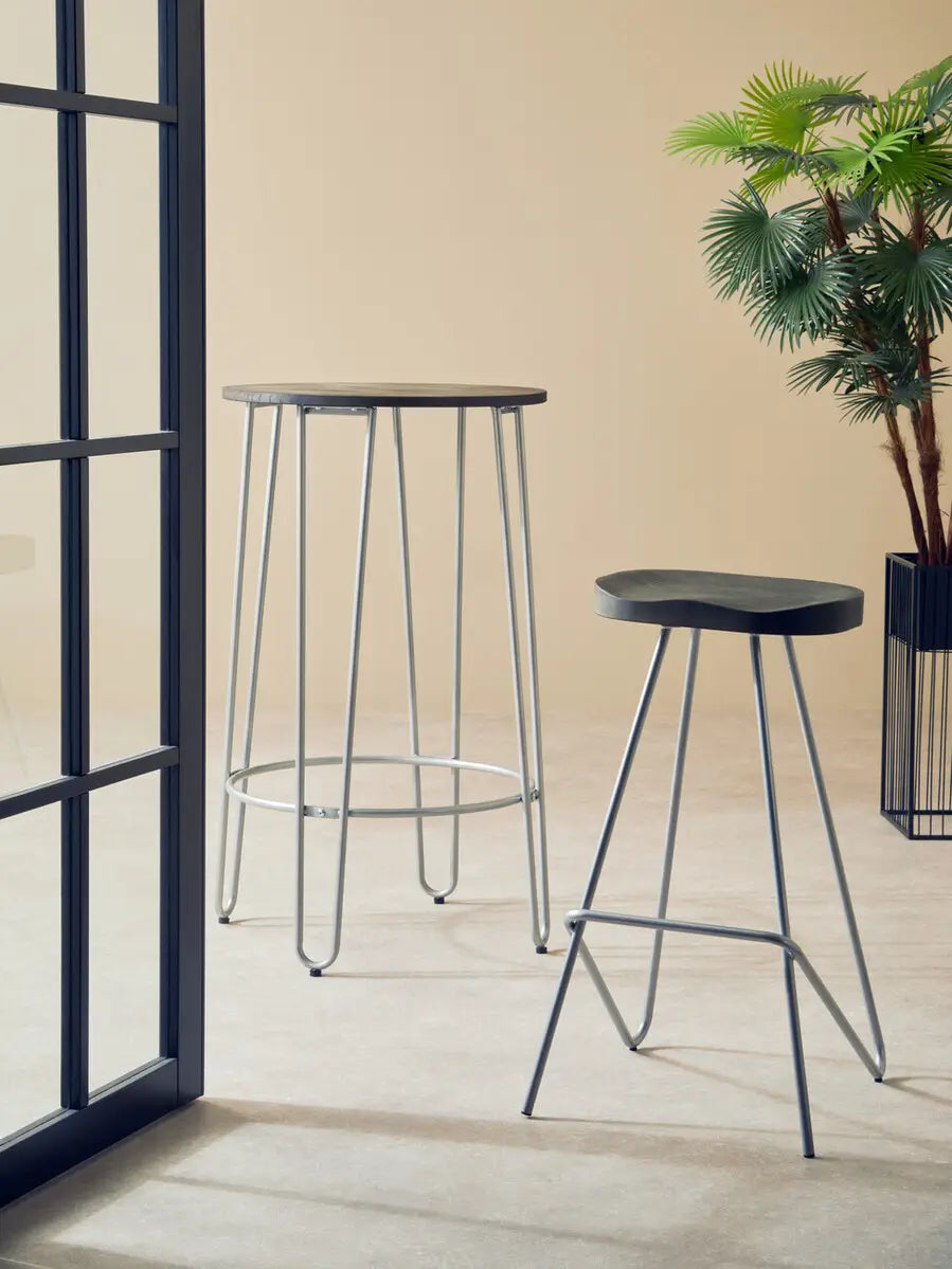 Distric Silver Metal Frame Bar Stool by Perfected