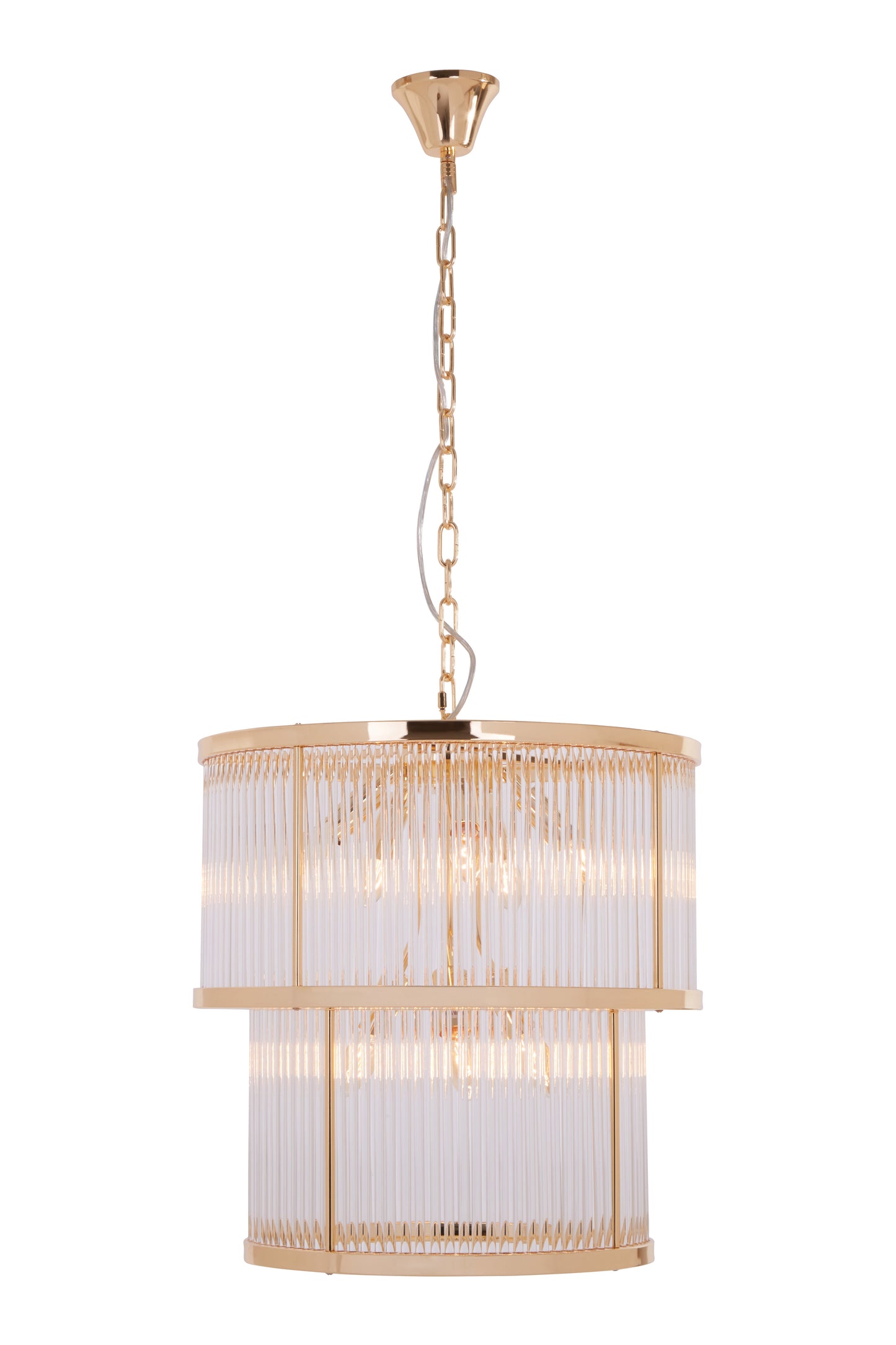 Salasco 2 Tier Gold Finish Glass Chandelier